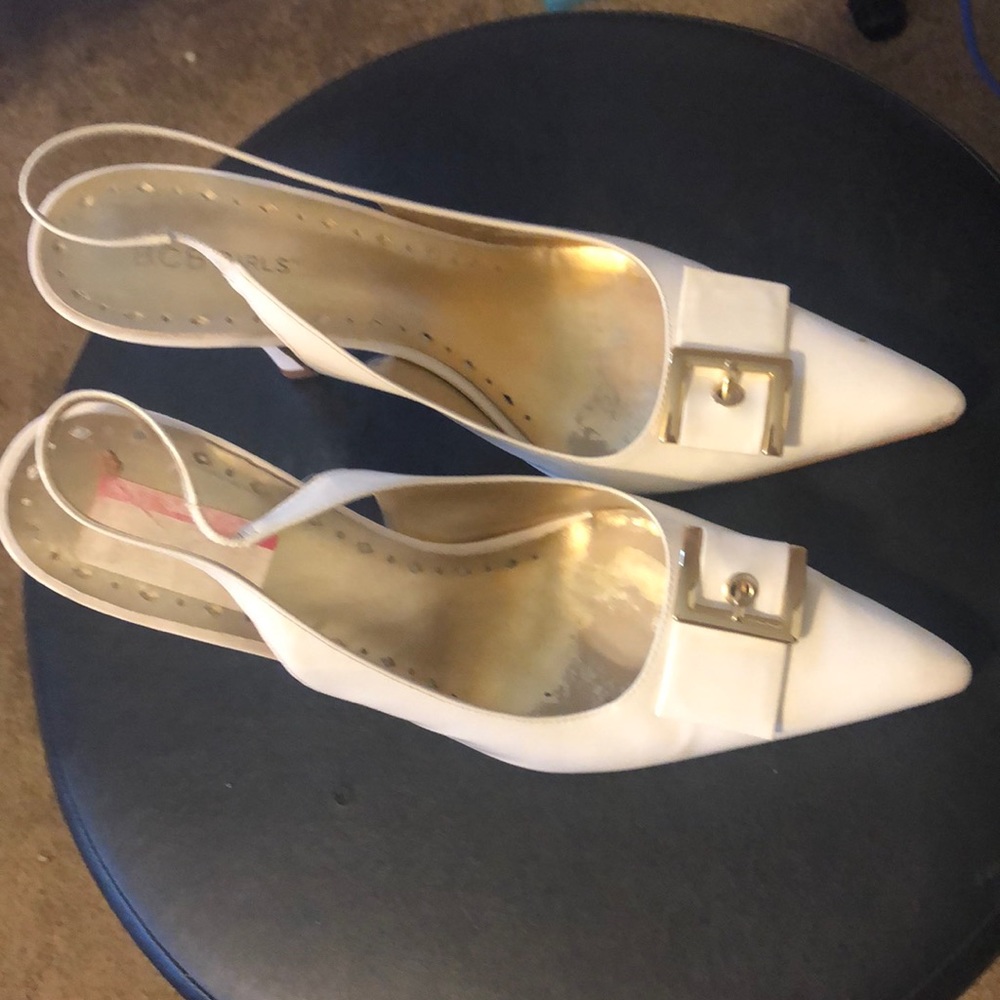 white kitten heels